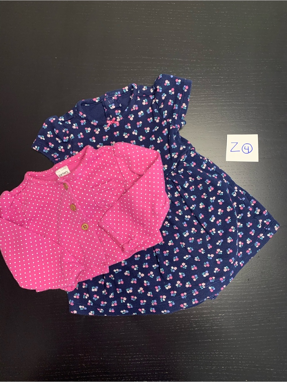 Carter's 6m Onesie Floral Dress with Polka Dot Cardigan